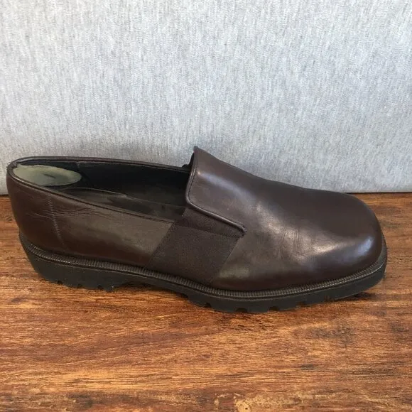 Donald J Pliner Loafers Brown Leather Shoes Slip On Mens SZ 12 M Italy Lug Sole