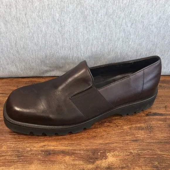 Donald J Pliner Loafers Brown Leather Shoes Slip On Mens SZ 12 M Italy Lug Sole