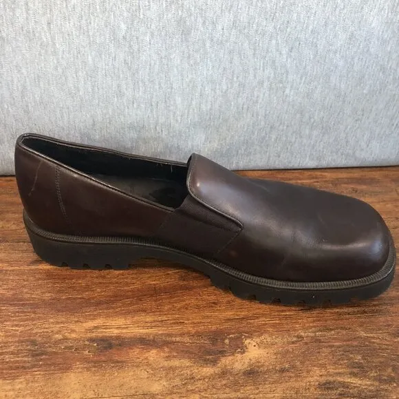 Donald J Pliner Loafers Brown Leather Shoes Slip On Mens SZ 12 M Italy Lug Sole