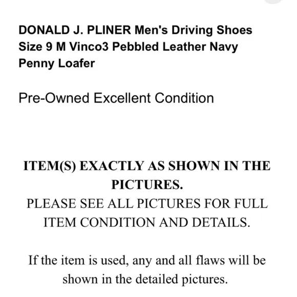 Donald J Pliner Navy Driving Loafers Size 12