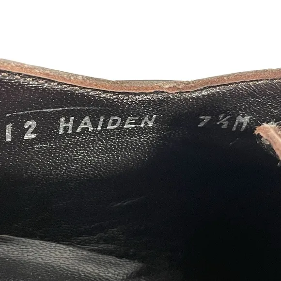Donald Pliner Haiden Embossed Leather Spotted Calf Hair Oxford Heel Shoes Sz 7.5