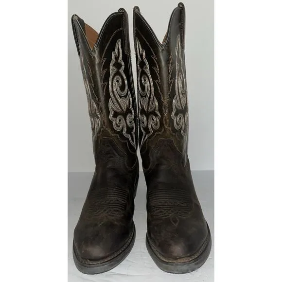 Double H‎ Boots Mens 8D Western Work Brown Leather Cowboy Pull On