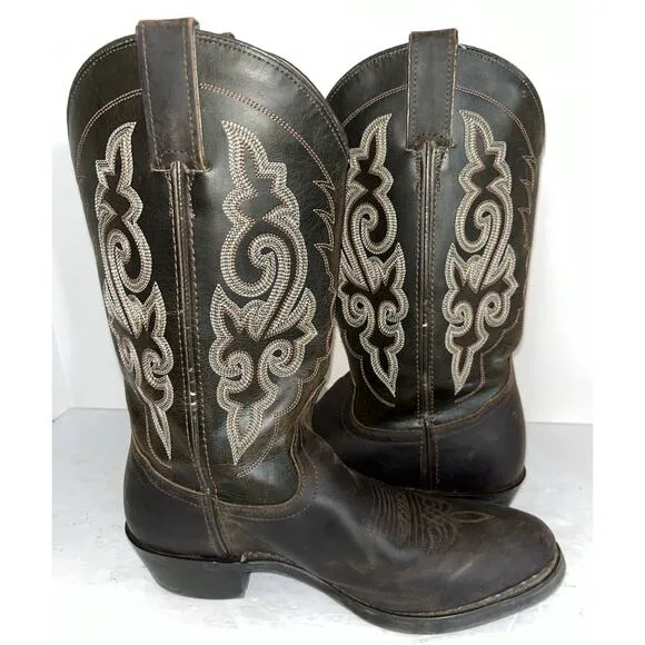 Double H‎ Boots Mens 8D Western Work Brown Leather Cowboy Pull On