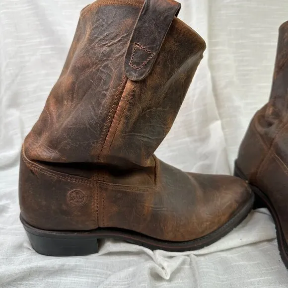 Double-H Dark Brown Western Cowboy Work Boots Leather Size Men's 14