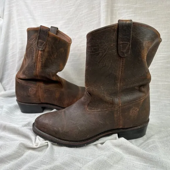 Double-H Dark Brown Western Cowboy Work Boots Leather Size Men's 14