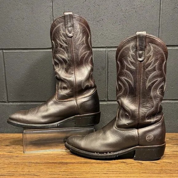Double-H HH 12” AG7 Western Work Boots Brown U-Toe 3282 Men’s 9.5 EE Made In USA