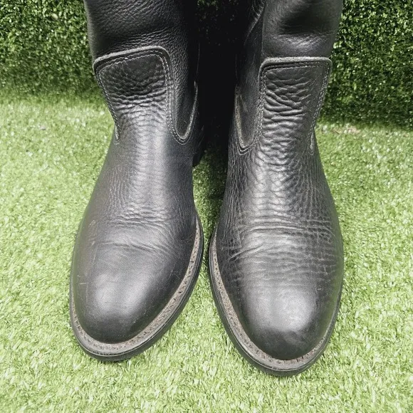 Double H Ranchwell Black Leather Cowboy Western Pull On Work Boots Mens 8.5 EE