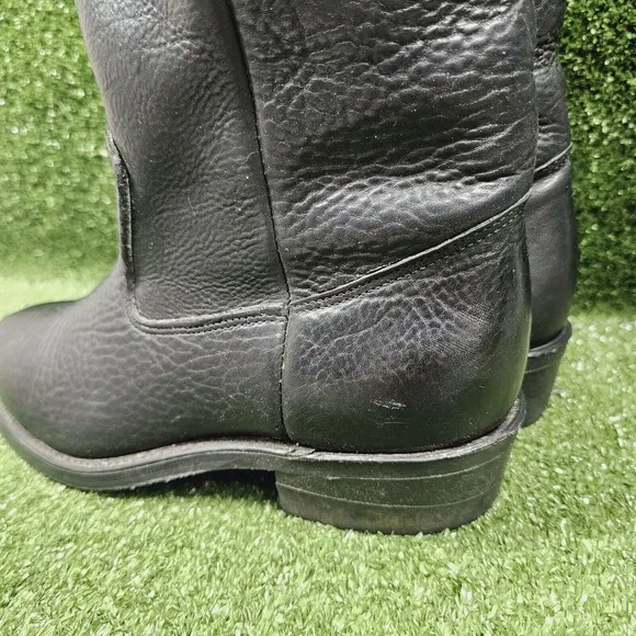 Double H Ranchwell Black Leather Cowboy Western Pull On Work Boots Mens 8.5 EE