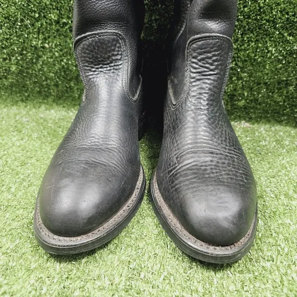 Double H Ranchwell Black Leather Cowboy Western Pull On Work Boots Mens 8.5 EE