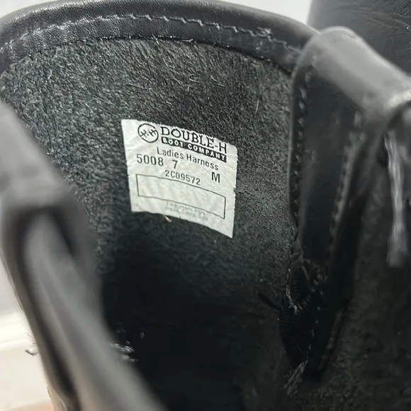 Double-H Women's Harness Longhorn Leather Work Boot 5008 - Black size 7