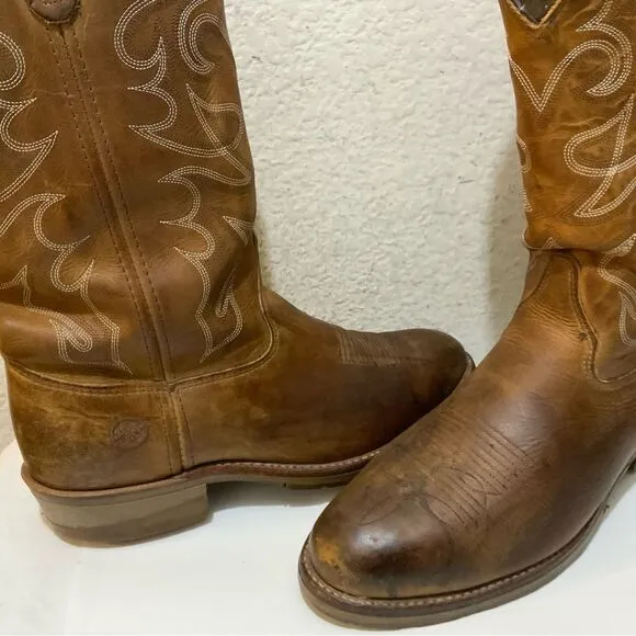 Double H Dylan 12” Brown Leather Western Work Boots Men Size 10.5 D Made In USA