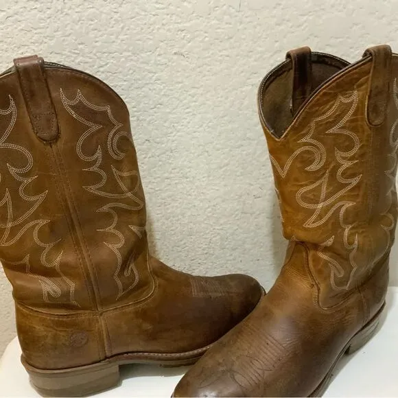 Double H Dylan 12” Brown Leather Western Work Boots Men Size 10.5 D Made In USA