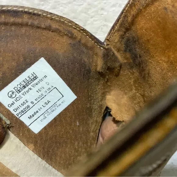 Double H Dylan 12” Brown Leather Western Work Boots Men Size 10.5 D Made In USA