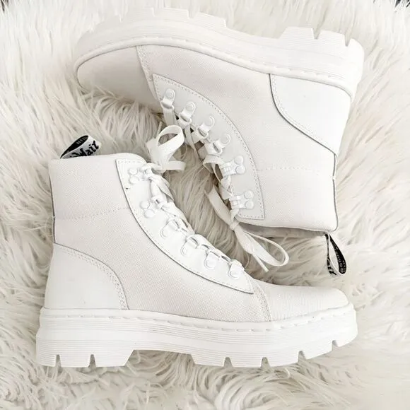 DR. DOC MARTENS | Combs Women's Poly Casual Boots White Lug Sole Combat | Size 8