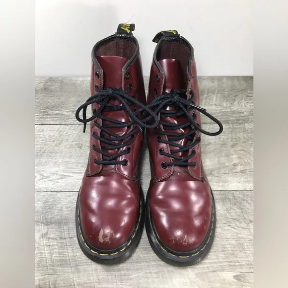 Dr Doc Martens Womens 1460 Red Leather Combat Punk Goth Hippie Boots UK 6 US 8