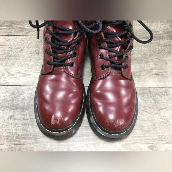 Dr Doc Martens Womens 1460 Red Leather Combat Punk Goth Hippie Boots UK 6 US 8