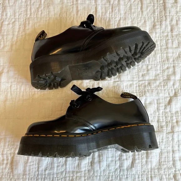 Dr. Marten Holly Black Platform Lace-Up Shoes NEW 10