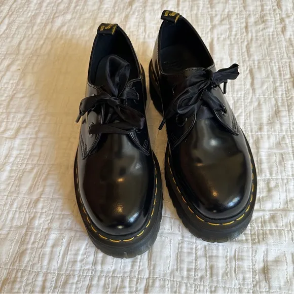 Dr. Marten Holly Black Platform Lace-Up Shoes NEW 10