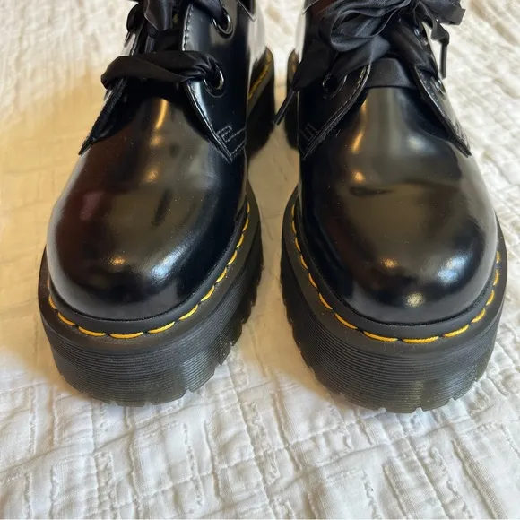 Dr. Marten Holly Black Platform Lace-Up Shoes NEW 10