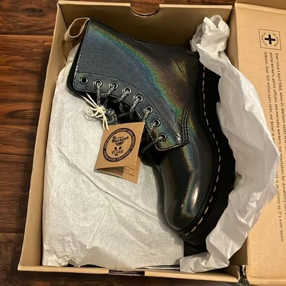 Dr. Martens 1460 Pascal Gunmetal Vegan Boots New In Box Casual Grunge Combat