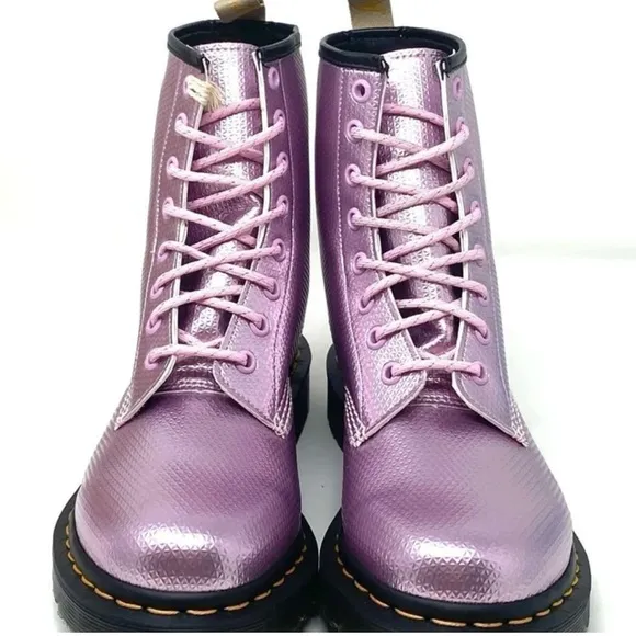 Dr. Martens 1460 Vegan Aluminum Pink Leather Boots.