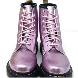 Dr. Martens 1460 Vegan Aluminum Pink Leather Boots.