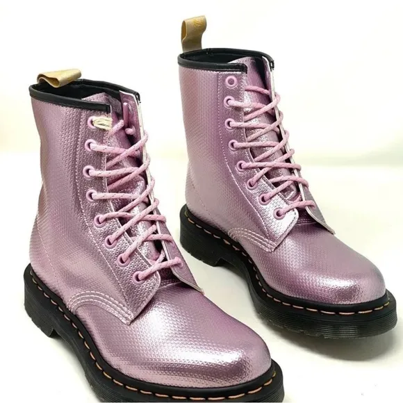 Dr. Martens 1460 Vegan Aluminum Pink Leather Boots.