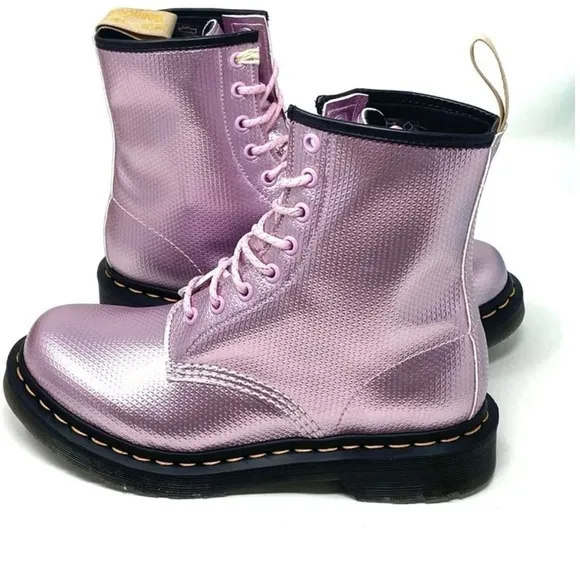 Dr. Martens 1460 Vegan Aluminum Pink Leather Boots.