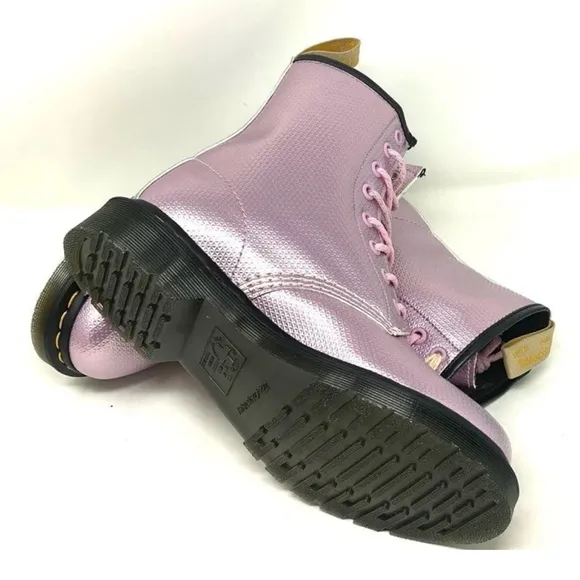 Dr. Martens 1460 Vegan Aluminum Pink Leather Boots.
