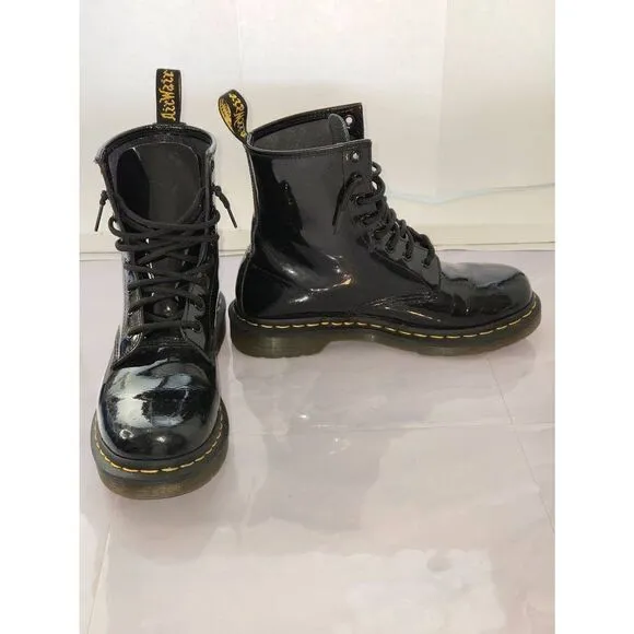 Dr. Martens 1460 Womens Size 8 Black Air Wait Patent Leather Boot