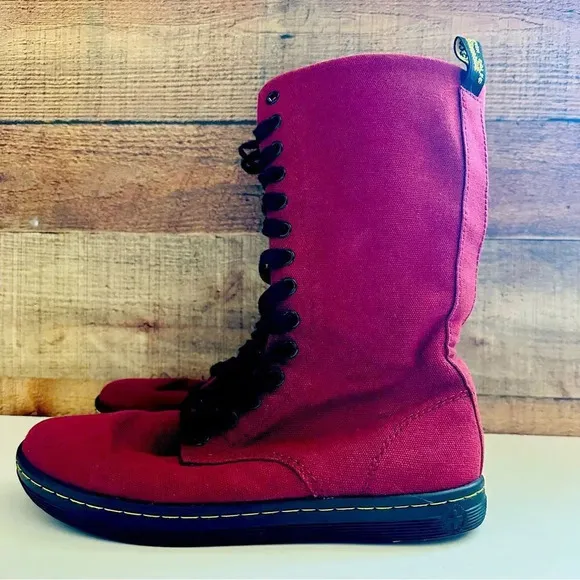 Dr. Martens Battersea Cherry Red Rouge Canvas Boots