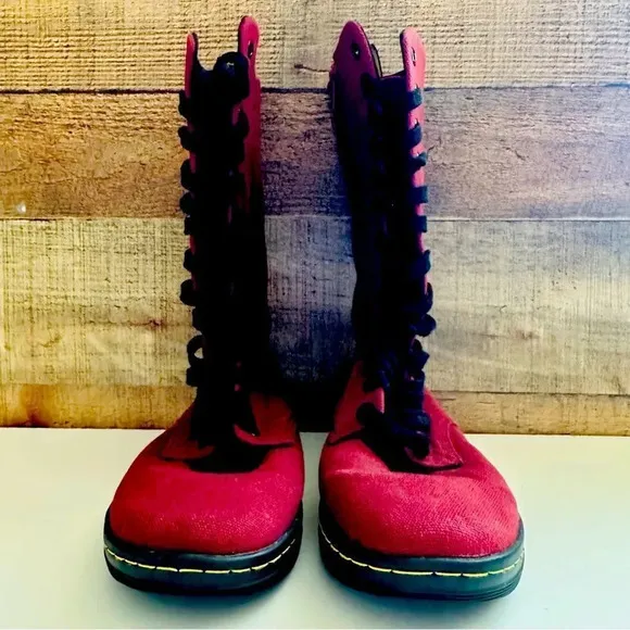 Dr. Martens Battersea Cherry Red Rouge Canvas Boots