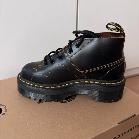 Dr. Martens Black and Yellow Platform Shoes