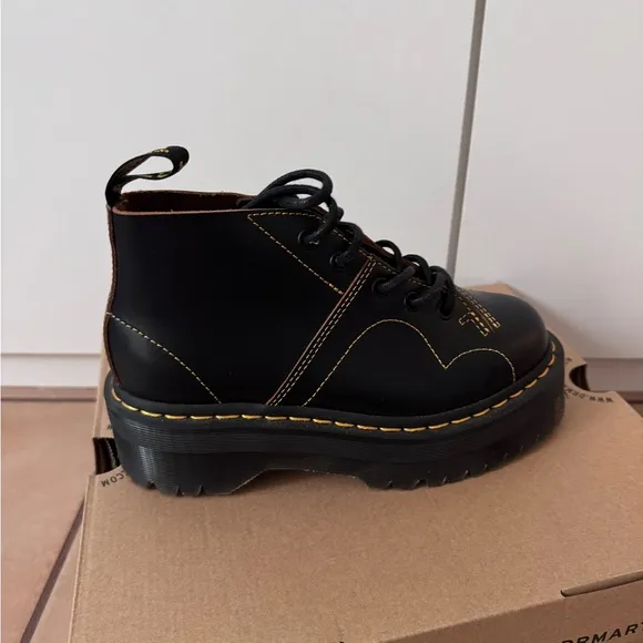 Dr. Martens Black and Yellow Platform Shoes