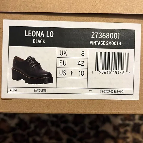 Dr. Martens Black Leona Platform Leather Shoes Academia