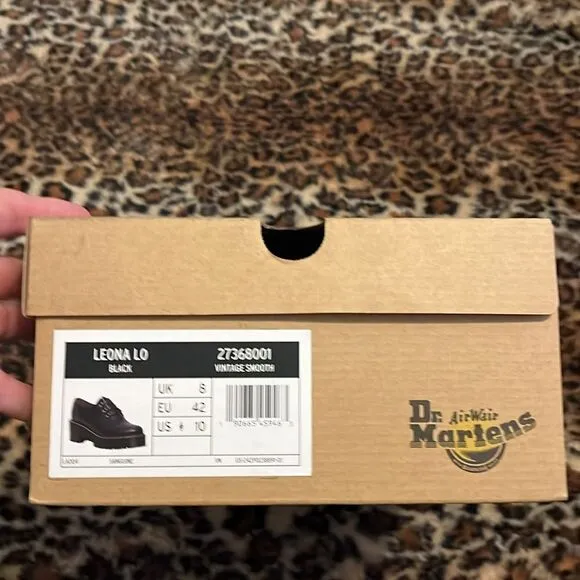 Dr. Martens Black Leona Platform Leather Shoes Academia