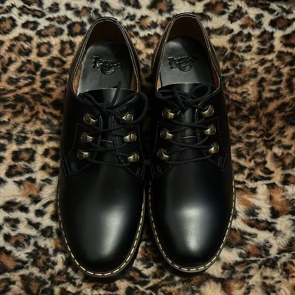 Dr. Martens Black Leona Platform Leather Shoes Academia