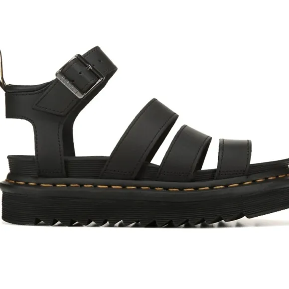Dr. Martens Blaire Platform Gladiator Sandal Usa Size 5 Black &amp; Yellow Shoes