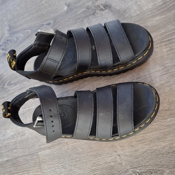 Dr. Martens Blaire Platform Gladiator Sandal Usa Size 5 Black &amp; Yellow Shoes