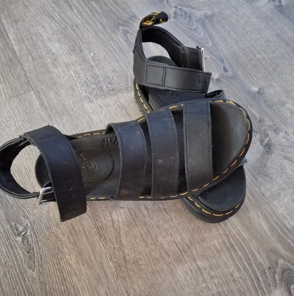 Dr. Martens Blaire Platform Gladiator Sandal Usa Size 5 Black &amp; Yellow Shoes