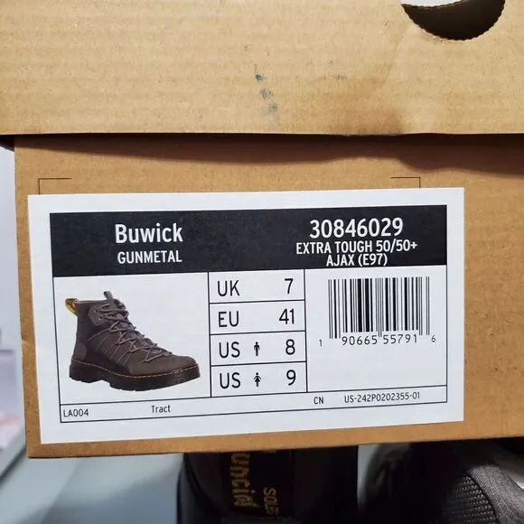 Dr. Martens Buwick Mens Sz 8 /Womens Sz 9 Gunmetal 30846029 Extra Tough New