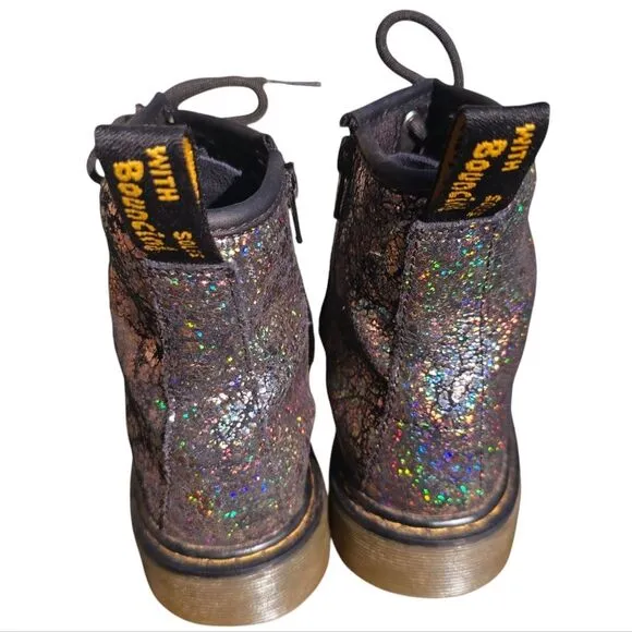 Dr. Martens Junior 1460 Crinkle Metallic Lace Up Boots Disco Kids size 2