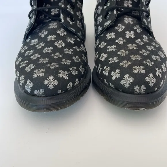 Dr. Martens Kathleen 60's Geo Brocade Boots 7 Eye in Black Lace Up Y2K Size 8