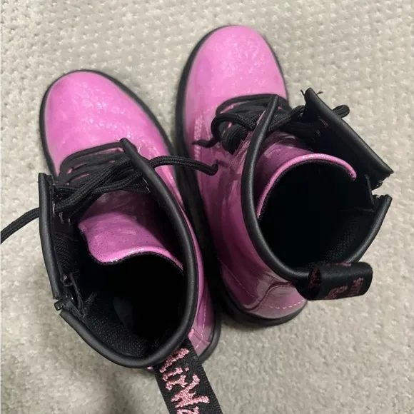 Dr. Martens Kids Girls Boots Size 4 Pink Cosmic Glitter
