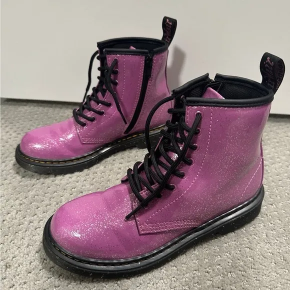 Dr. Martens Kids Girls Boots Size 4 Pink Cosmic Glitter