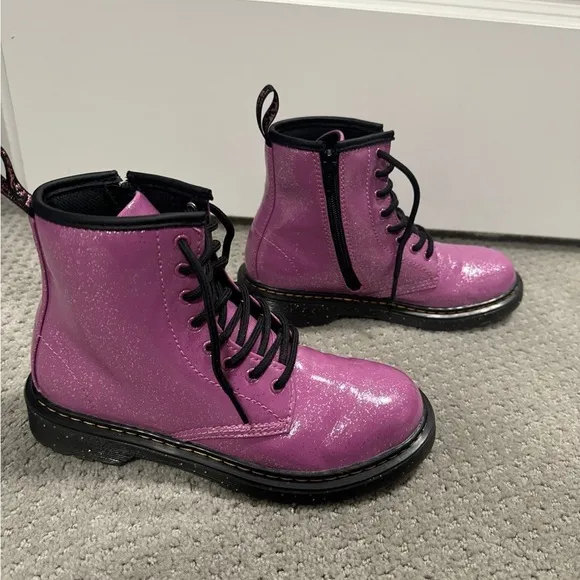 Dr. Martens Kids Girls Boots Size 4 Pink Cosmic Glitter
