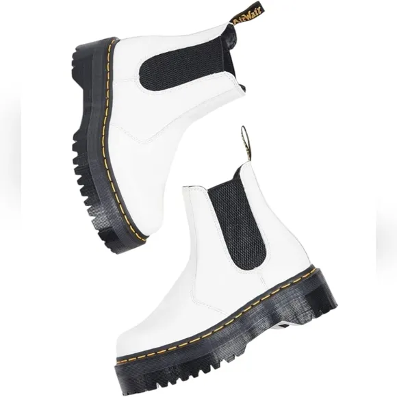 Dr. Martens Mens 2976 Bex White Lug Sole Pull On Casual Chelsea Boo…