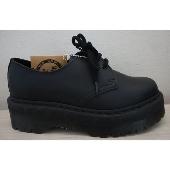 Dr. Martens Men's 7 Women's 8 Black Vegan 1461 Mono Felix Platform Shoes $170