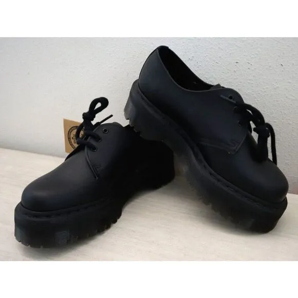 Dr. Martens Men's 7 Women's 8 Black Vegan 1461 Mono Felix Platform Shoes $170
