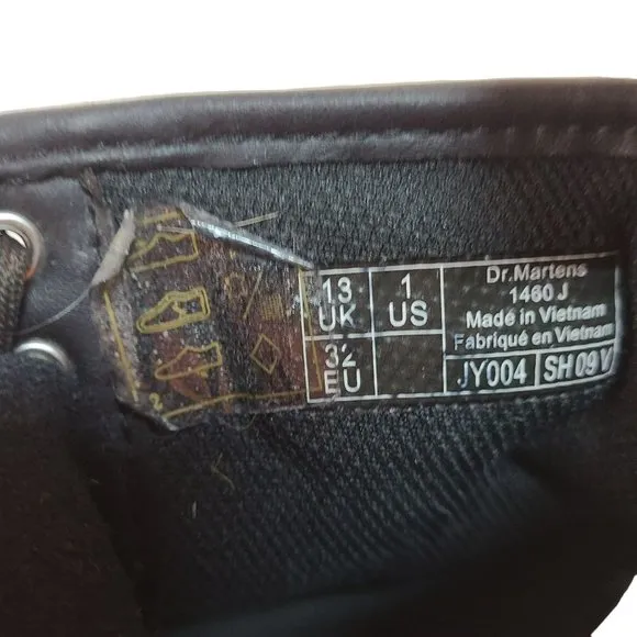 Dr. Martens Pascal Lace Up Boots Black Suede Outer Iridescent Foil Kids Girls 1